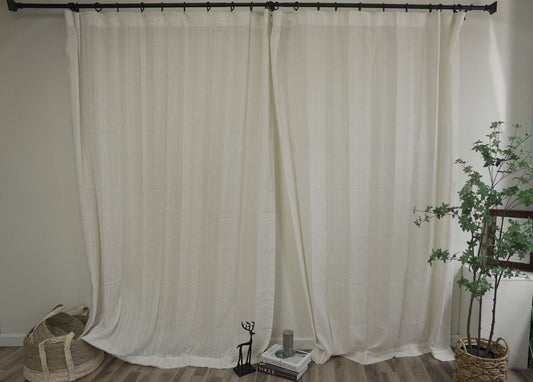 Beige Linen Curtains – Solid Color Natural Fabric for Light Filtering
