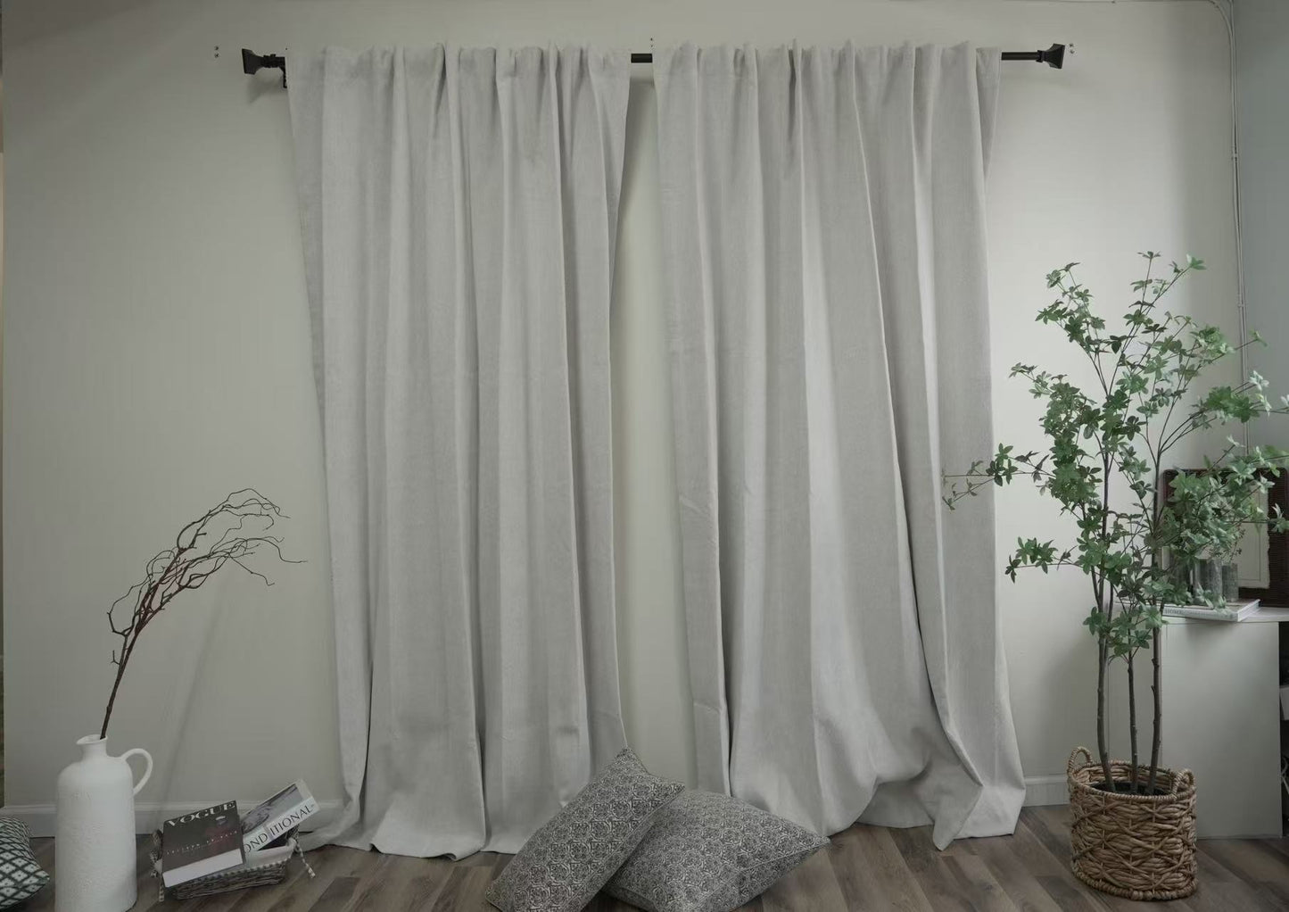 Light Gray Solid Blackout Curtains - 100% Room Darkening Modern Drapes