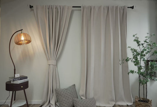 Beige Solid Blackout Curtains - 100% Room Darkening Thermal Insulated Drapes