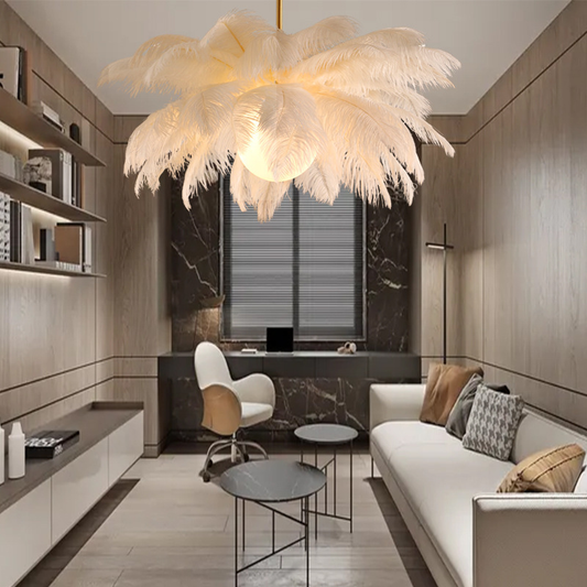Luxury Ostrich Feather Chandelier - Nordic Modern Pendant Light for Bedroom & Living Room