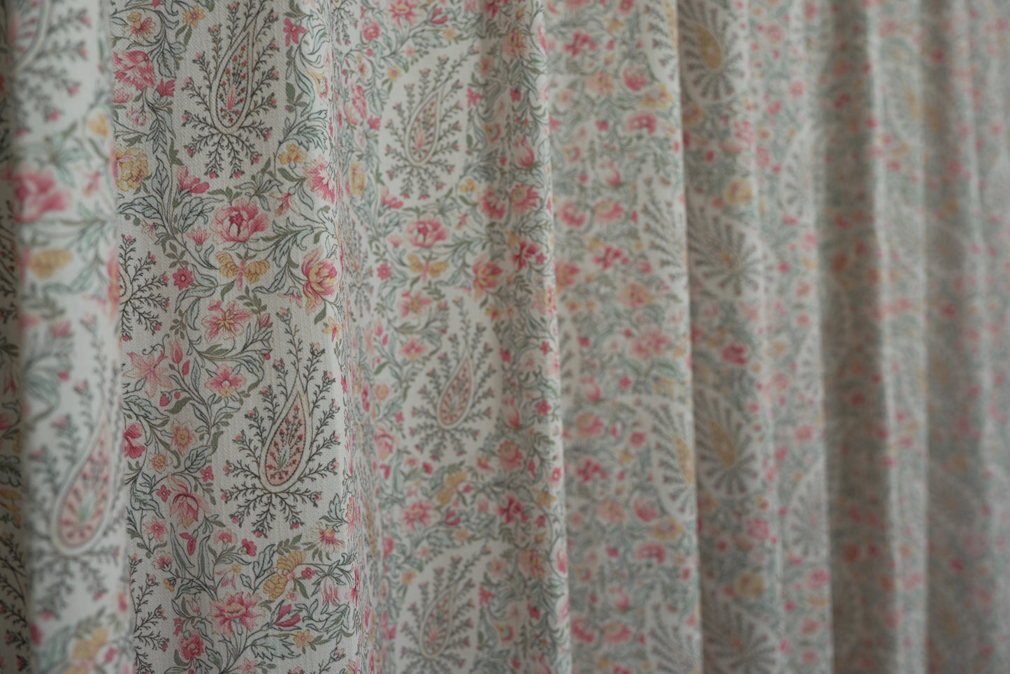 Blush Floral Print Curtains - 40% Cotton, Light Filtering & Breathable