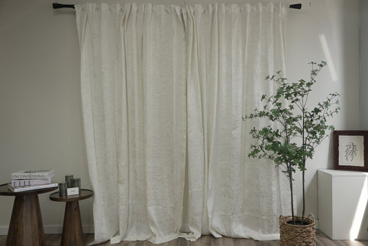 Beige Branch Shadow Sheer Curtains - Ethereal Tree Silhouette Drapes
