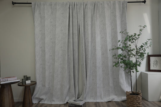 Boho Chic Blackout Curtains - Light Gray Floral Print for Living Room & Bedroom