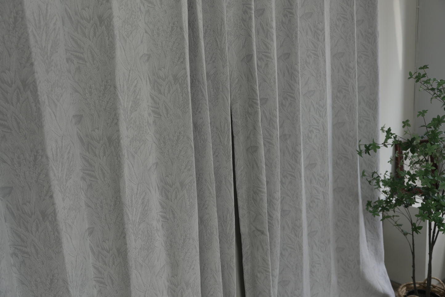 Boho Chic Blackout Curtains - Light Gray Floral Print for Living Room & Bedroom
