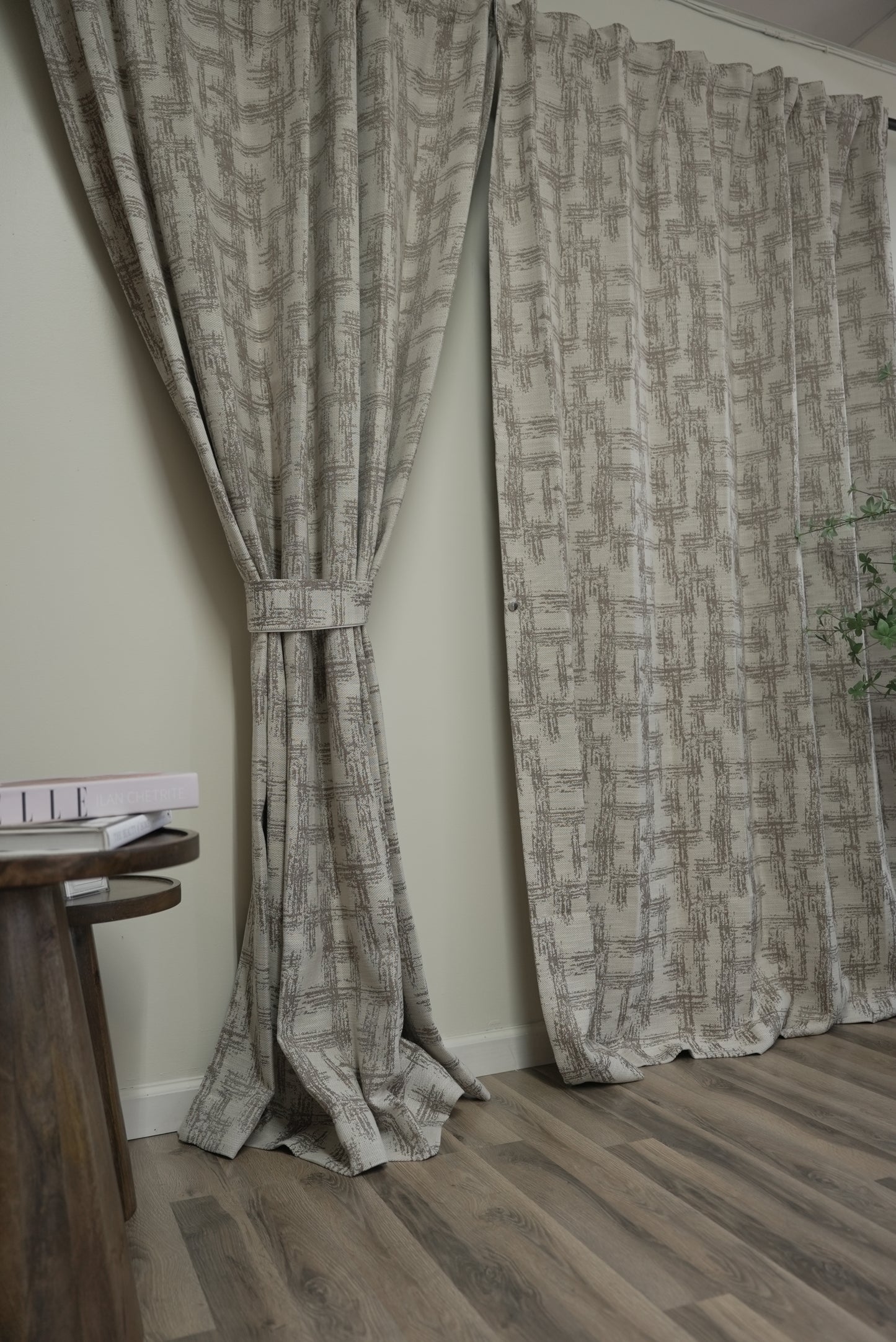 Taupe Cross Texture Curtains - Woven Linen Blend for Organic Modern Interiors