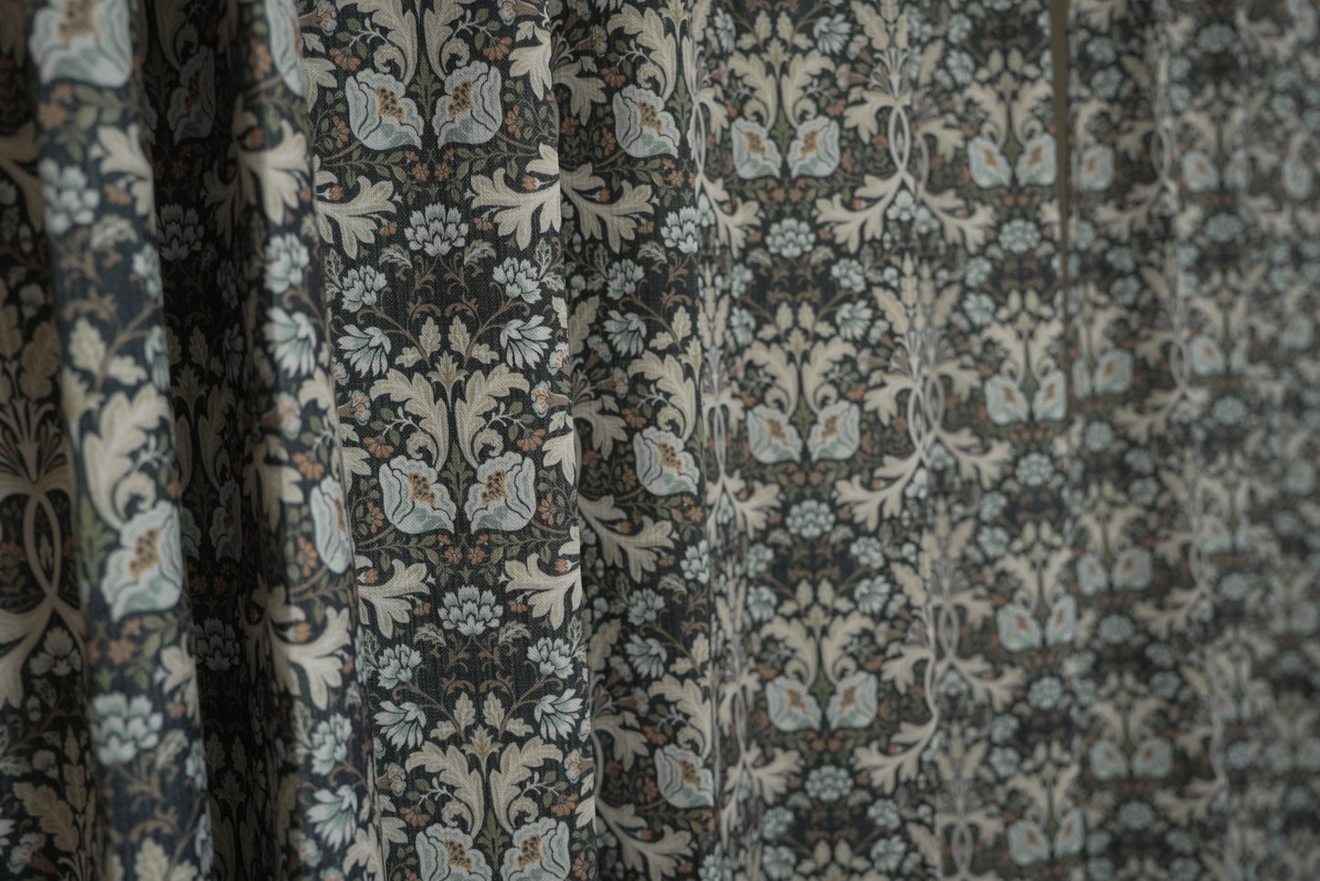 Breathable Boho Florals - 40% Cotton Navy Curtains with Oversized Pattern