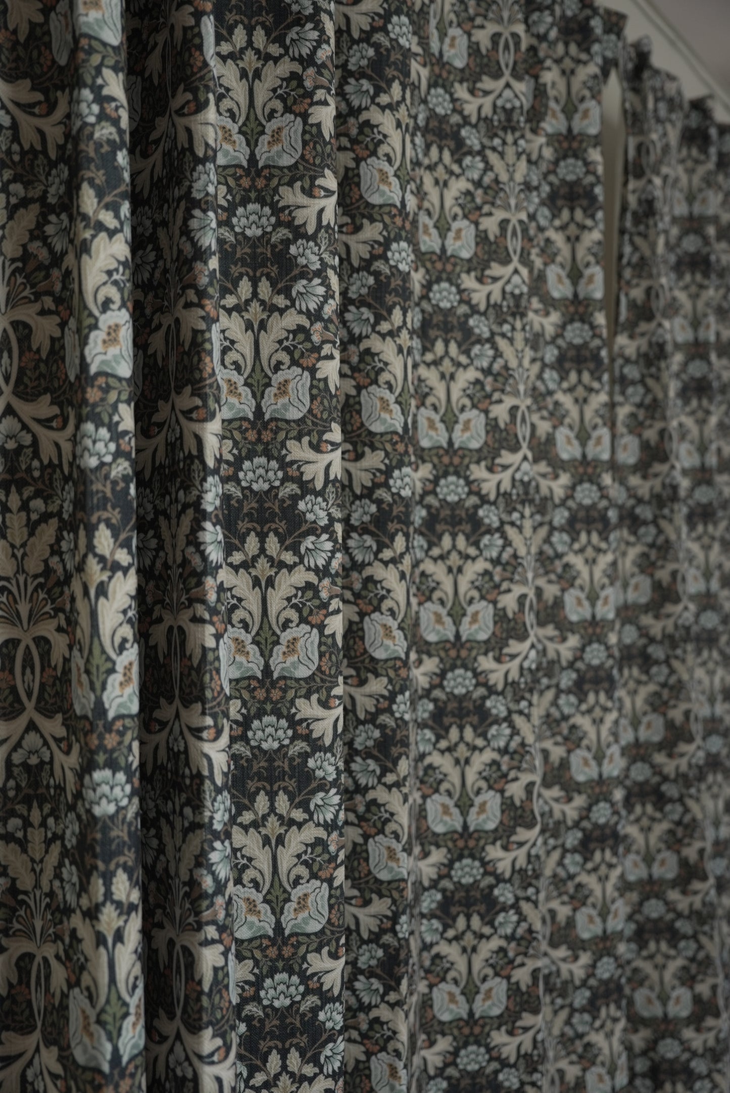 Breathable Boho Florals - 40% Cotton Navy Curtains with Oversized Pattern