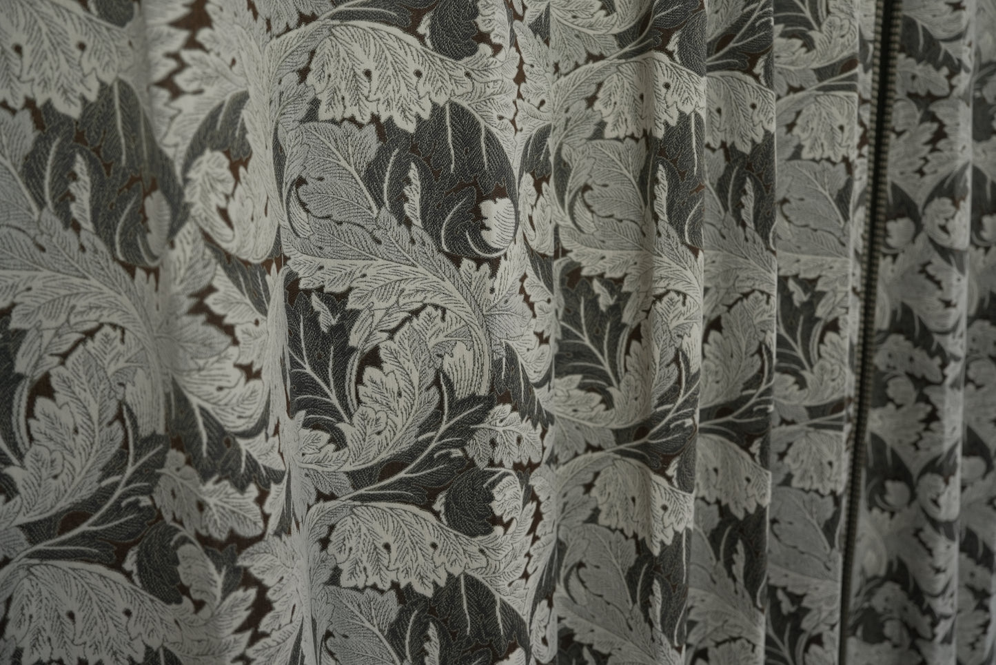 Charcoal Gray Large Floral Curtains - Moody Botanical Print Drapes