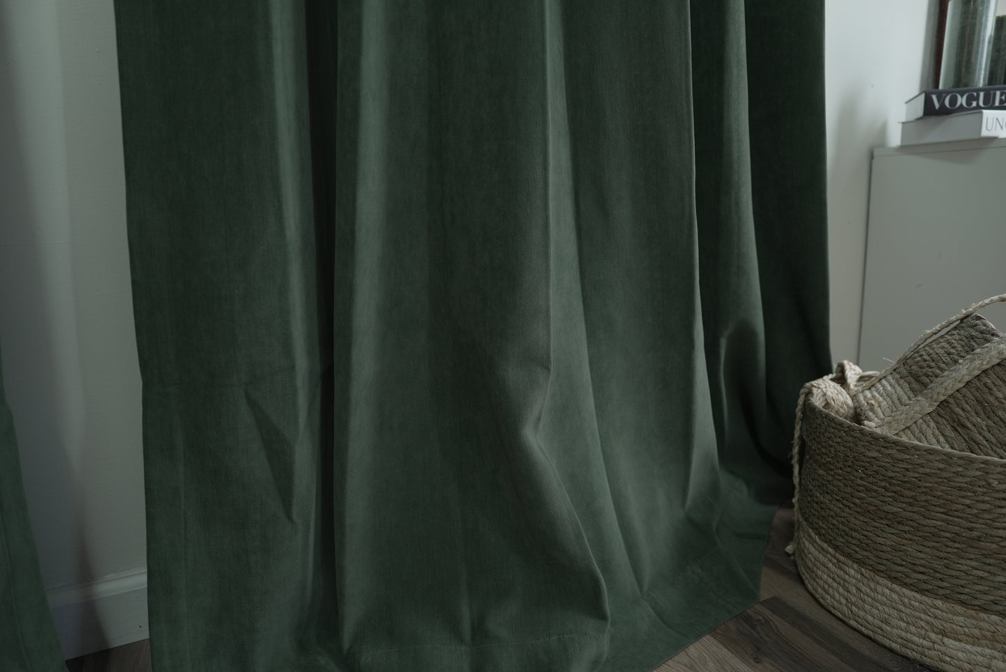 Forest Green Room Darkening Curtains - Noise Reducing Heavy Weight Drapes