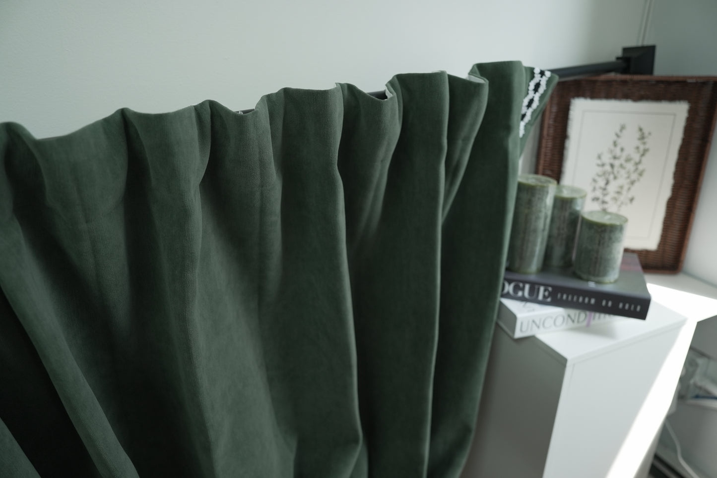 Forest Green Room Darkening Curtains - Noise Reducing Heavy Weight Drapes