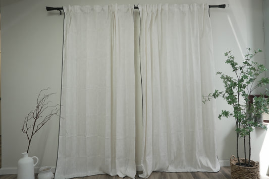 Minimalist Linen Sheers - Black Border Detail for Contemporary Spaces