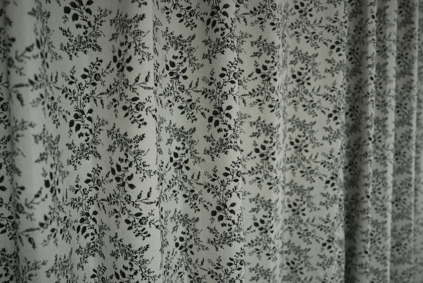 Black and White Floral Blackout Curtains - Timeless Print Room Darkening Drapes