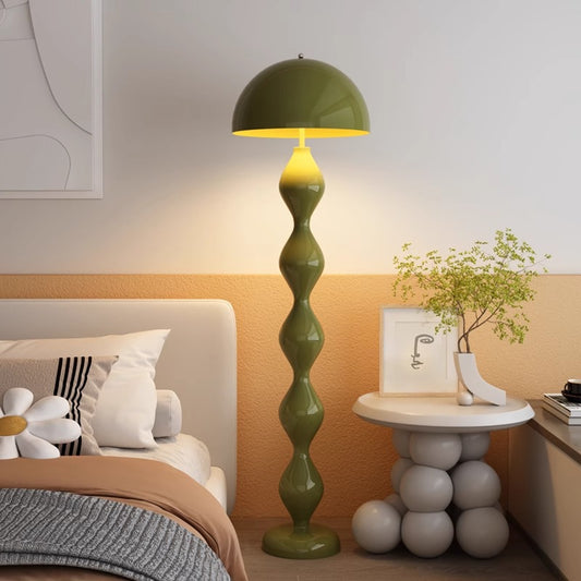 Avocado Mushroom Floor Lamp - Mid-Century Modern Designer Standing Light in Minimalist Style"