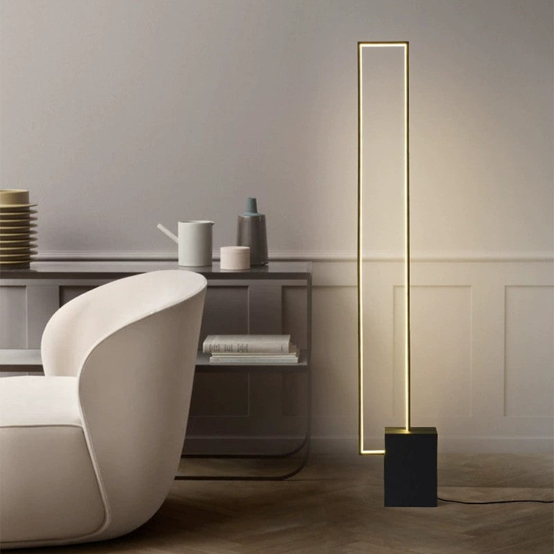 Contemporary Square LED Floor Lamp - Slim Minimalist Standing Light for Living Room & Bedroom