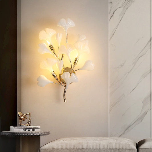 Nordic Ginkgo Leaf Wall Light - Artistic Brass Sconce for Living Room, Bedroom & Hallway Lighting"