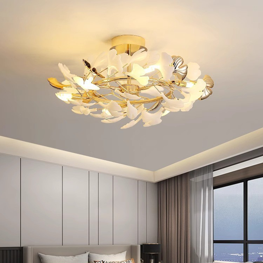 Luxury Ginkgo Leaf Ceiling Light - Modern Minimalist Flush Mount for Living Room with Nordic Style