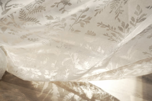 Moon Branch Lace Curtain Cream | Boho Sheer Window Treatment | Floral Embroidery Voile Panel | Light Filtering Room | Bohemian Home Decor
