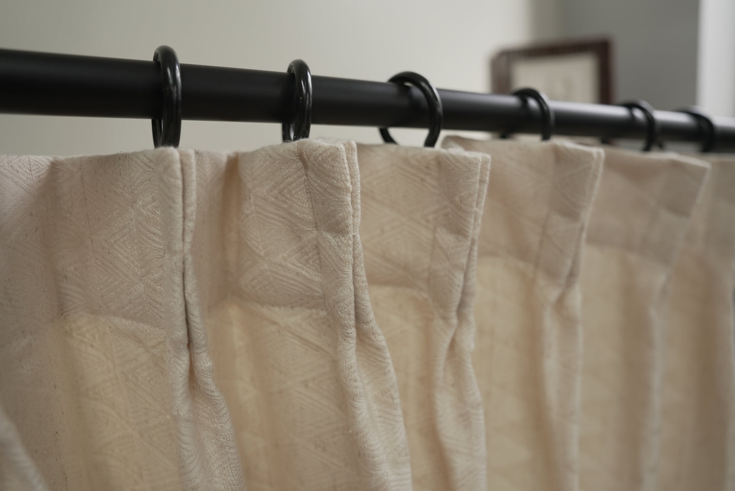 Beige Linen Cotton Blend Curtains Korean Pleat - Triangle Texture Light Blocking Thermal Drapes for Bedroom
